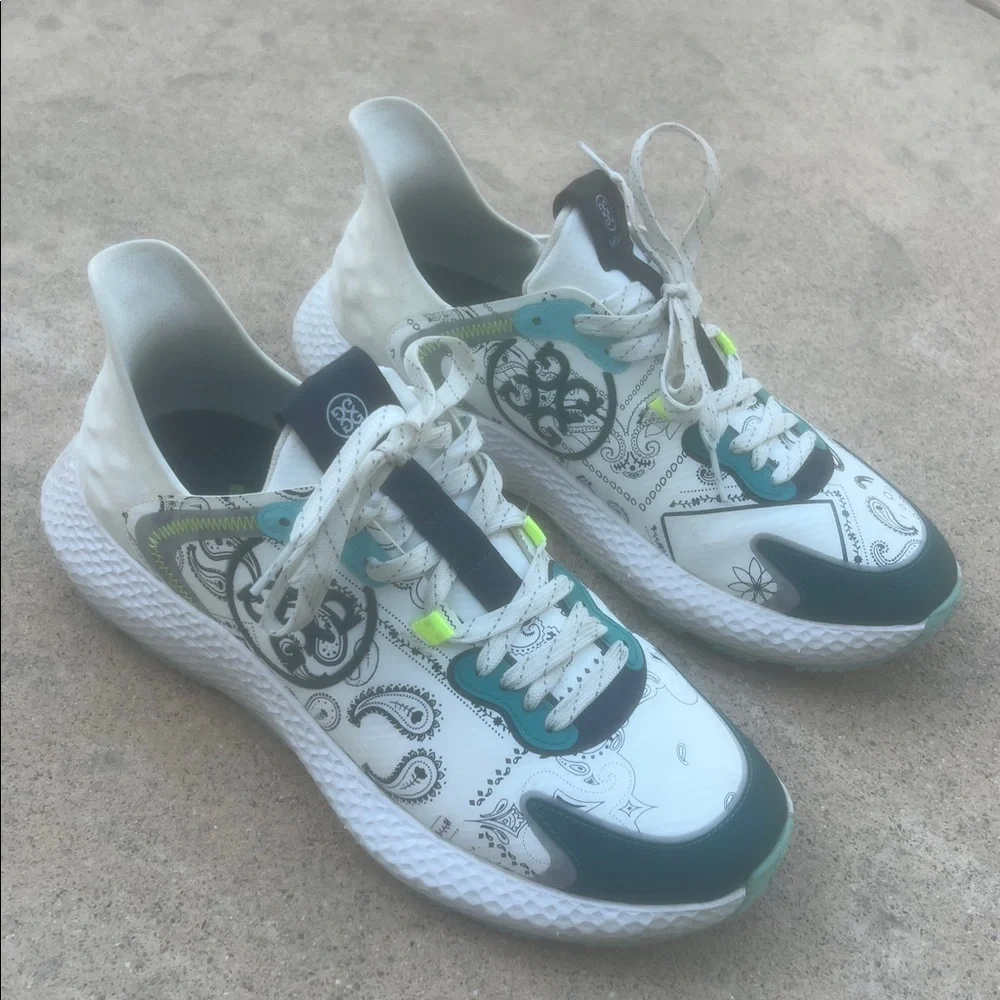 G/Fore MG4X Men's Cross Trainer Teal Bandana Print Golf Shoes Size 10